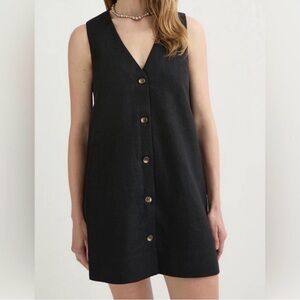 NWT POSSE Nancy Linen Mini Dress in Black size S